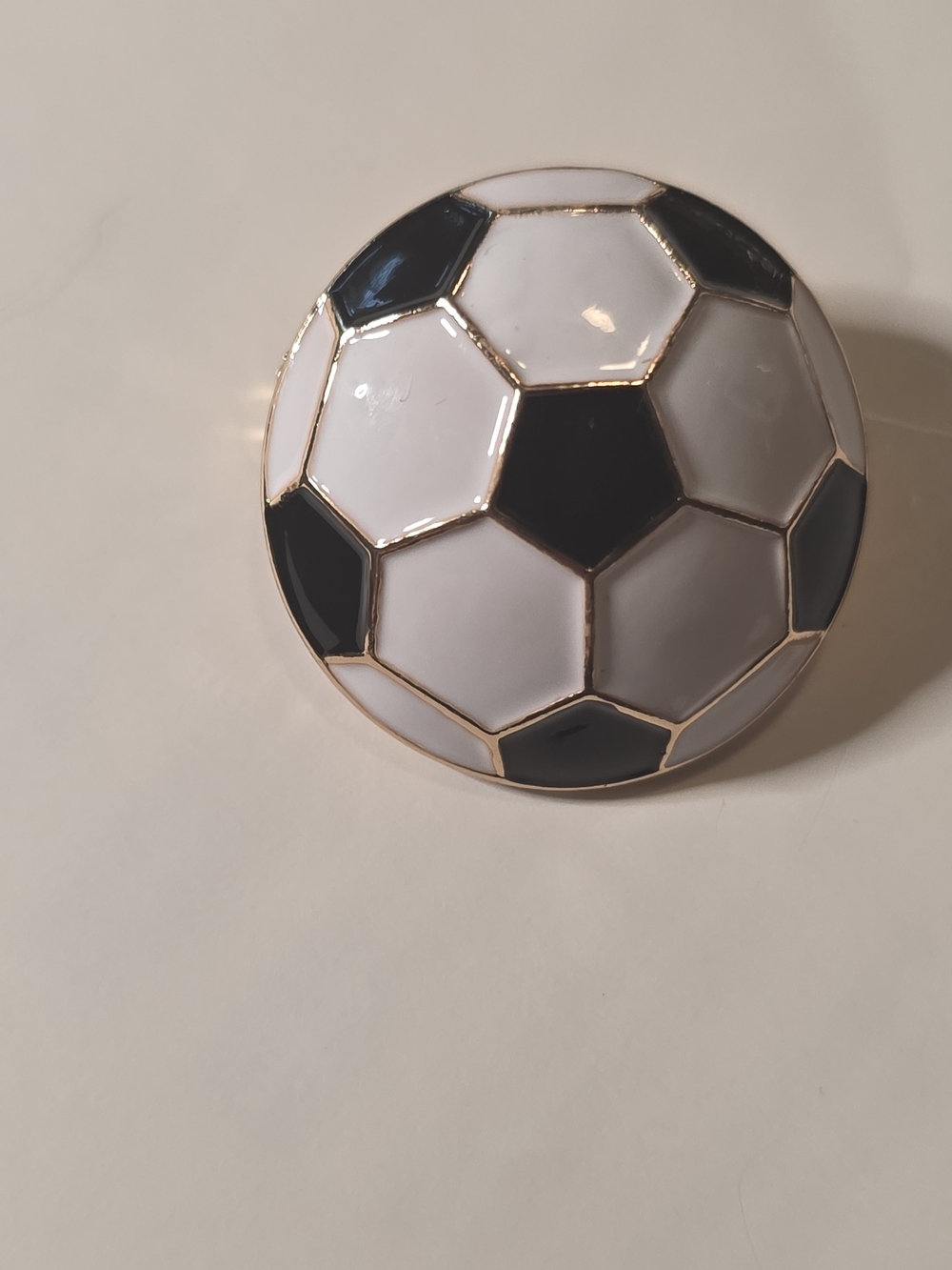 NWOT Soccer Ball Brooch - Black and White with Gold Trim